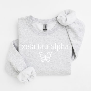 Zeta Tau Alpha White Butterfly Sweater