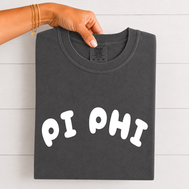 Pi Beta Phi White Bubble Letters T-Shirt