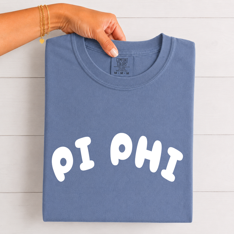 Pi Beta Phi White Bubble Letters T-Shirt