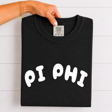Pi Beta Phi White Bubble Letters T-Shirt