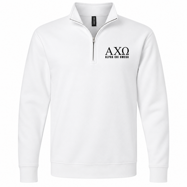 Alpha Chi Omega Black Letters Quarter Zip Sweatshirt
