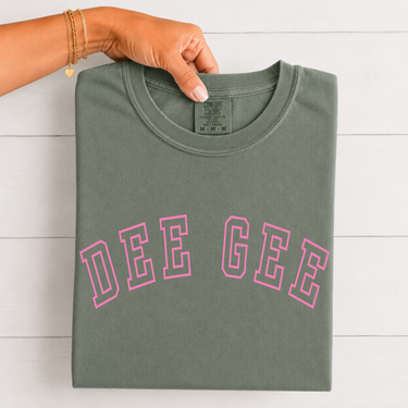 Dee Gee Pink Varsity Letters T-Shirt