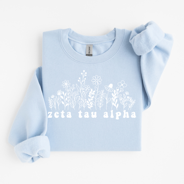 Zeta Tau Alpha White Flowers Sweater