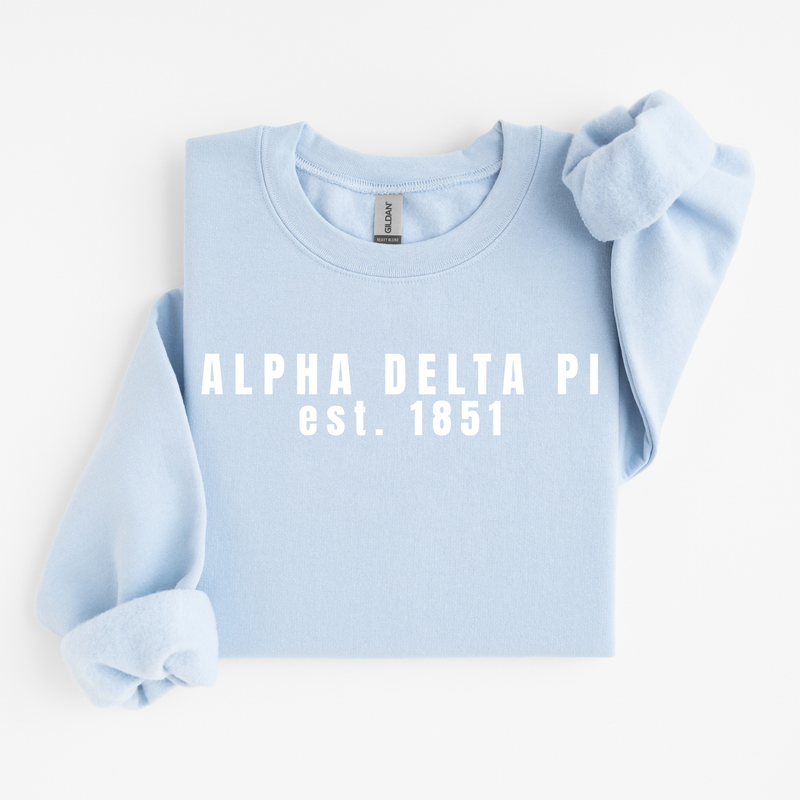 Alpha Delta Pi 1851 White Letters Sweater
