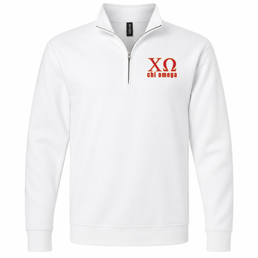 Chi Omega Cardinal Letters Quarter Zip Sweatshirt