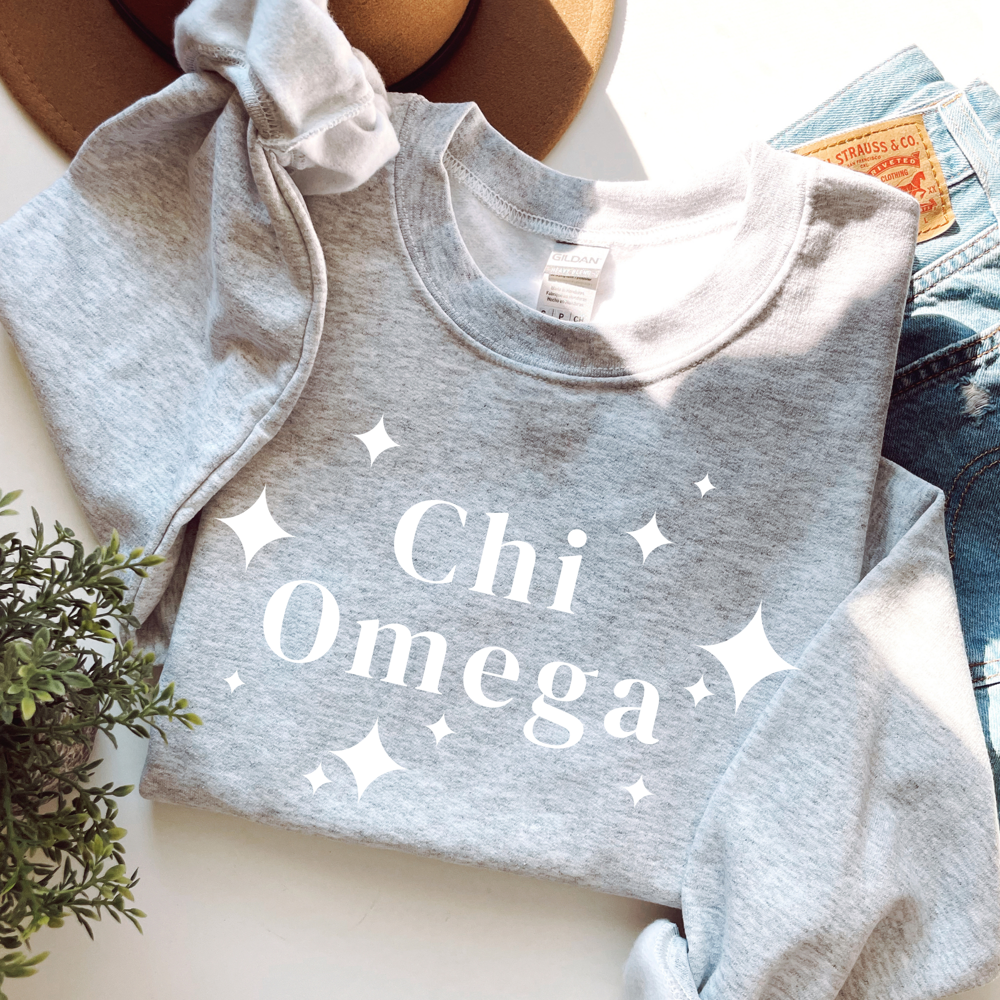 Chi Omega White Stars Sweater
