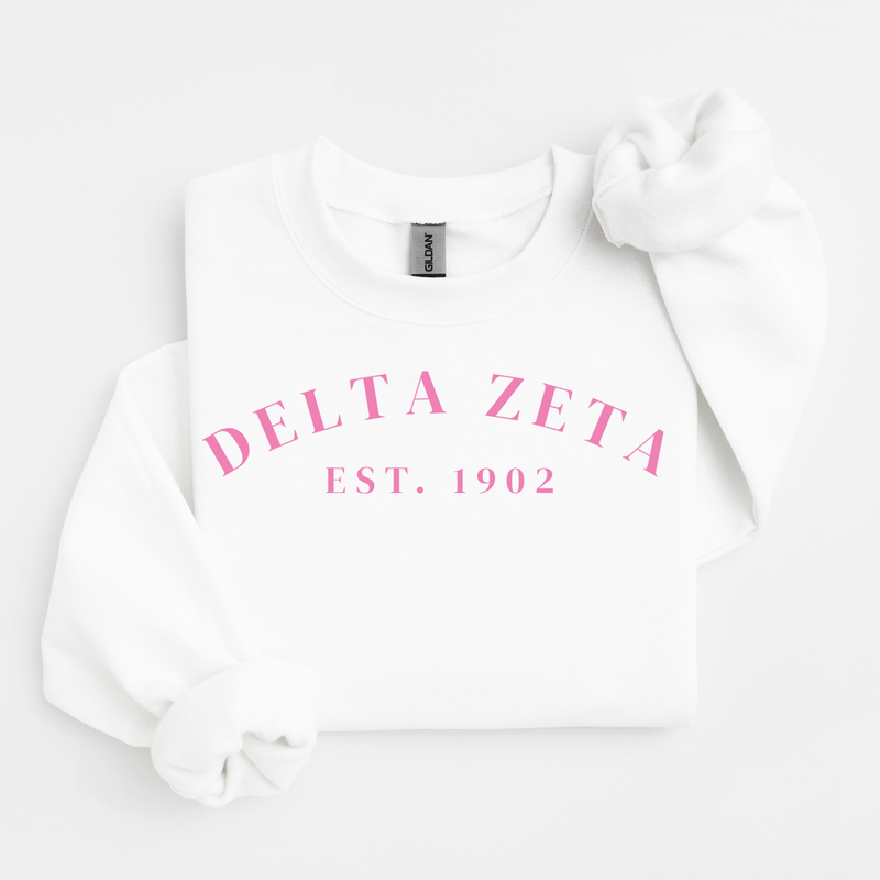 Delta Zeta 1902 Pink Letters Sweater