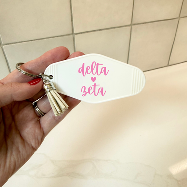 Delta Zeta Heart Keychain with Tassel