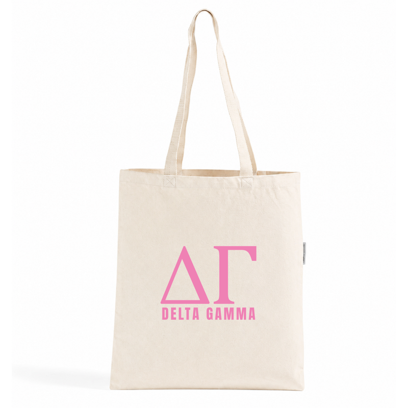Delta Gamma Pink Letters Tote Bag