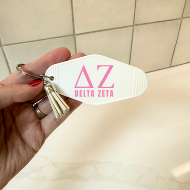 Delta Zeta Letters Keychain with Tassel