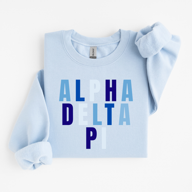 Alpha Delta Pi Blue and White Letters Sweater