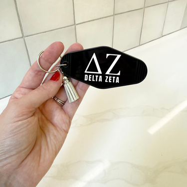 Delta Zeta Letters Keychain with Tassel