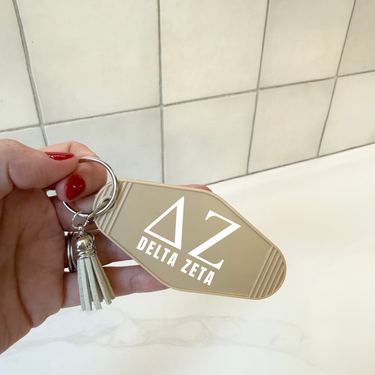 Delta Zeta Letters Keychain with Tassel