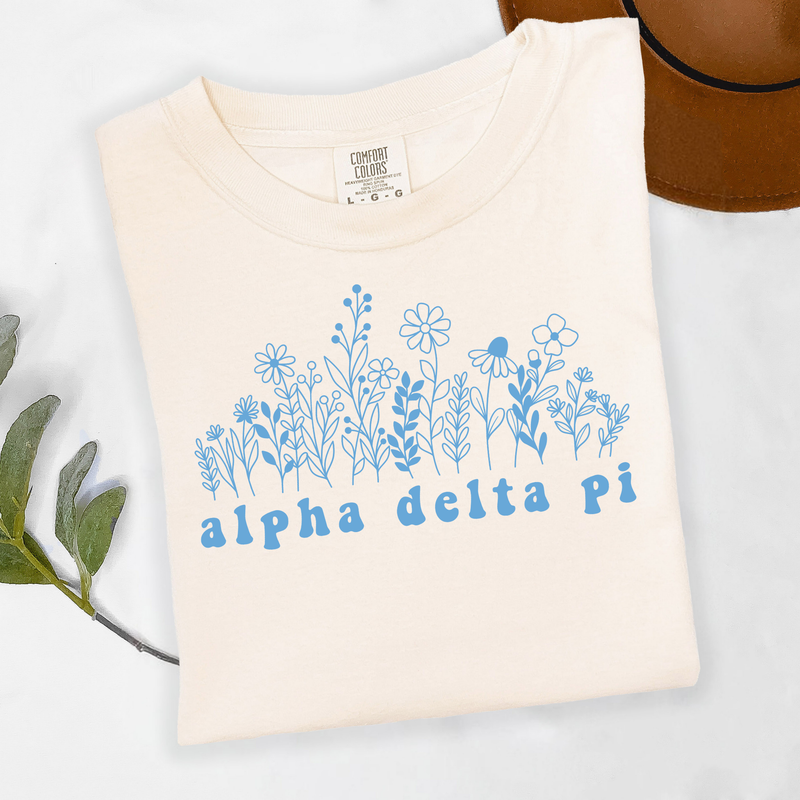 Alpha Delta Pi Blue Flowers T-Shirt