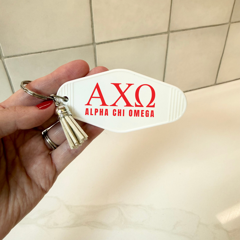 Alpha Chi Omega Letters Keychain with Tassel