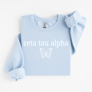Zeta Tau Alpha White Butterfly Sweater