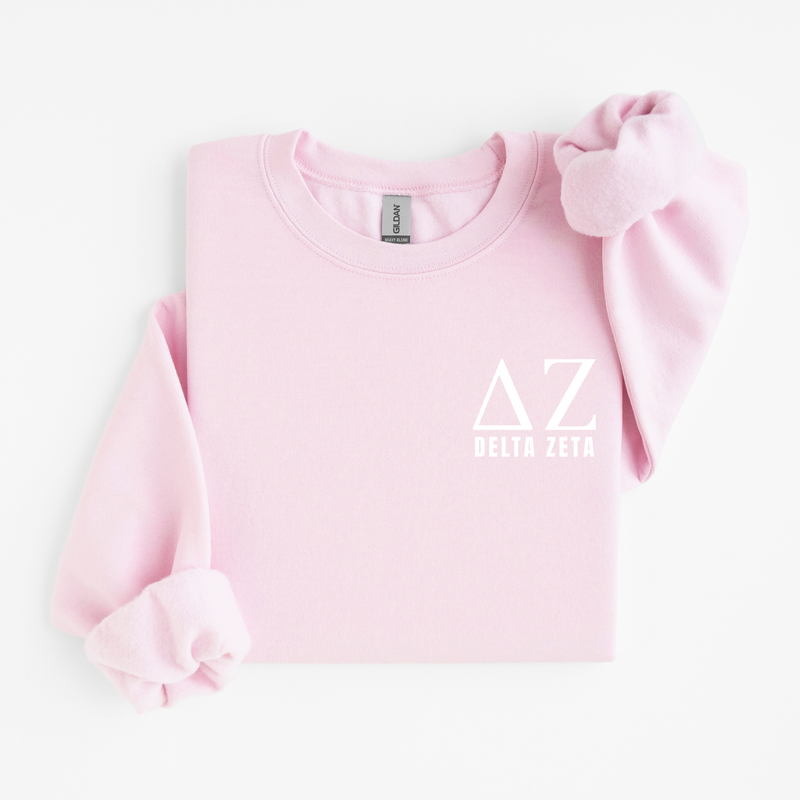 DZ Delta Zeta White Letters Sweater