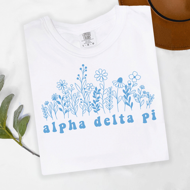 Alpha Delta Pi Blue Flowers T-Shirt