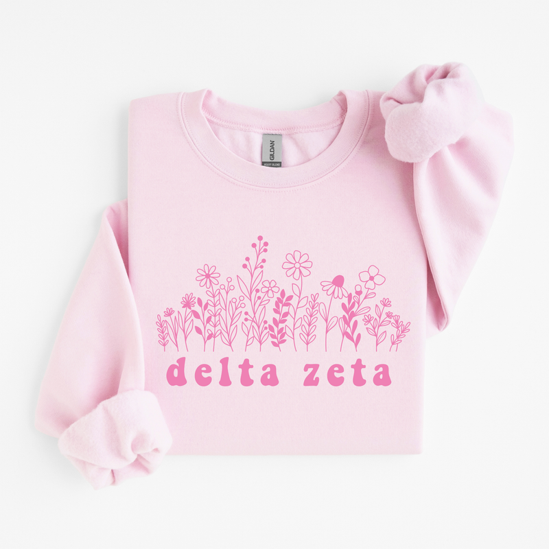 Delta Zeta Pink Flowers Sweater
