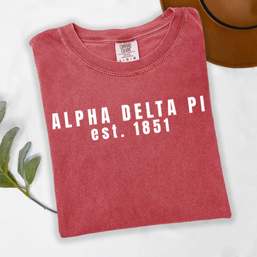 Alpha Delta Pi 1851 White Letters T-Shirt