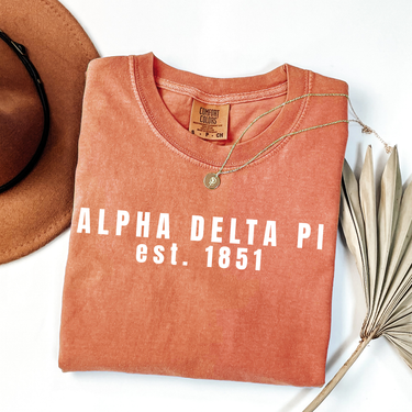 Alpha Delta Pi 1851 White Letters T-Shirt