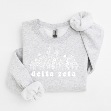 Delta Zeta White Flowers Sweater
