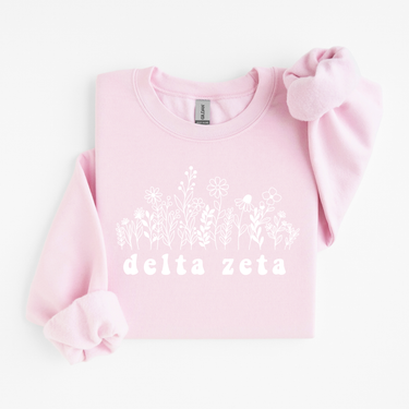 Delta Zeta White Flowers Sweater