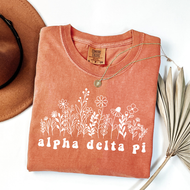 Alpha Delta Pi White Flowers T-Shirt