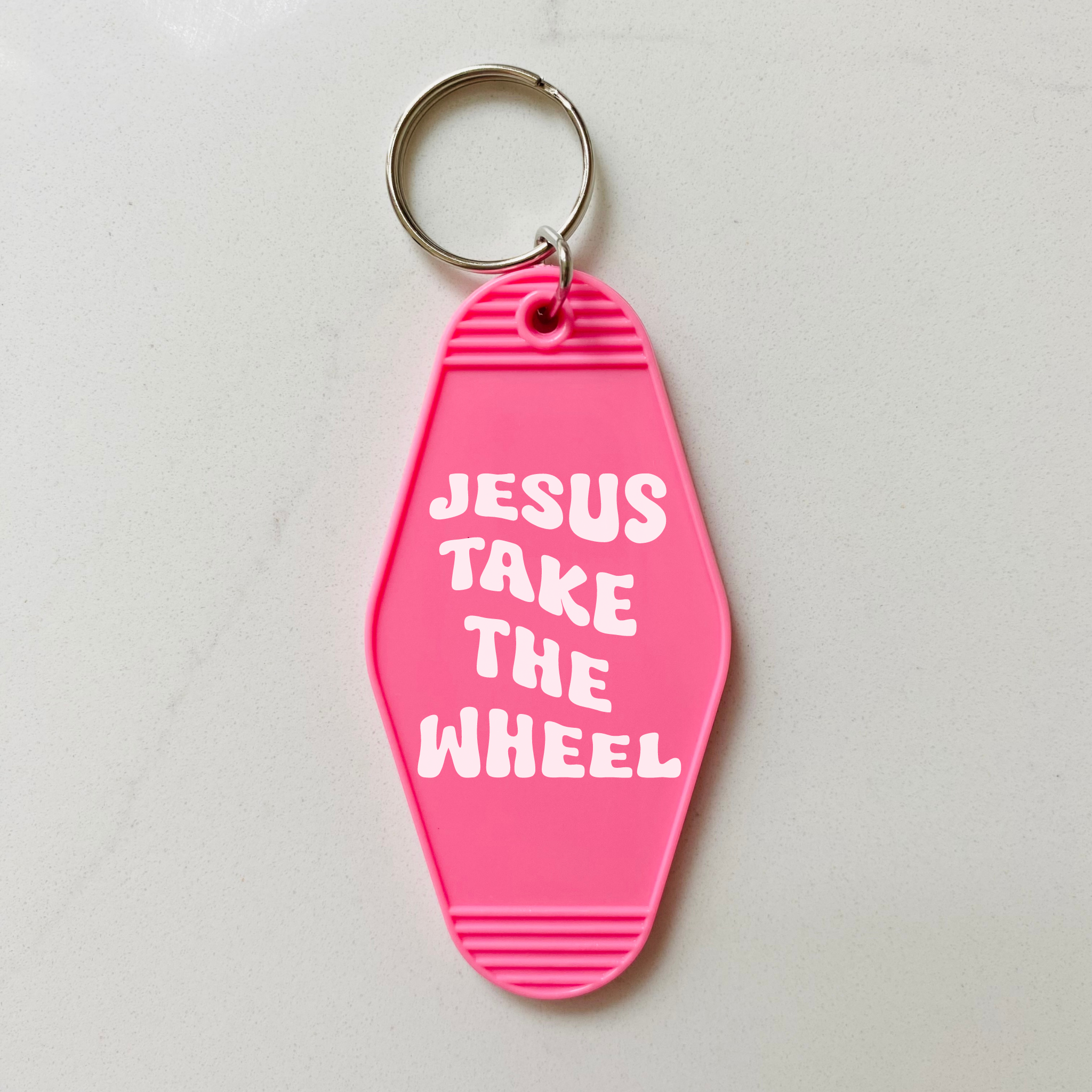 Jesus Take The Wheel Motel Keychain