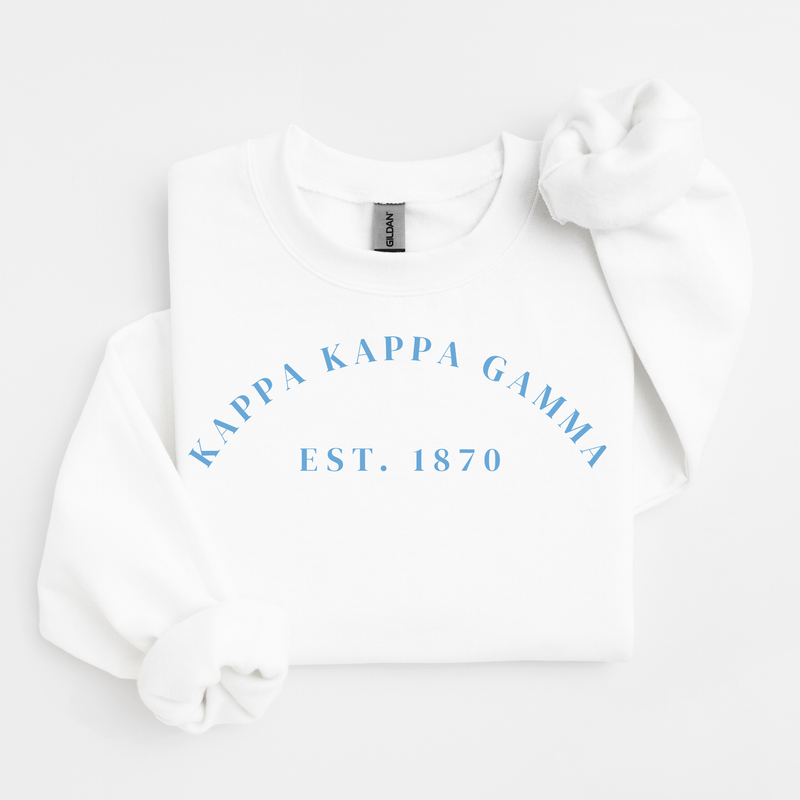 Kappa Kappa Gamma Est 1870 Blue Letters Sweater