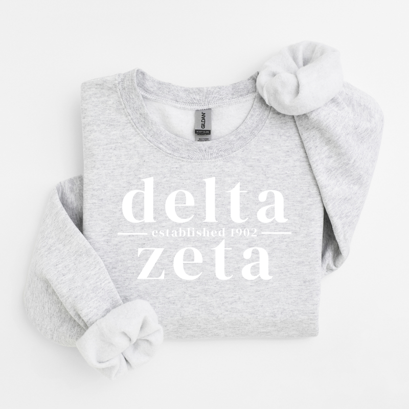 Delta Zeta White Letters Sweater