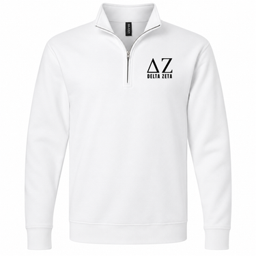 Delta Zeta Black Letters Quarter Zip Sweatshirt