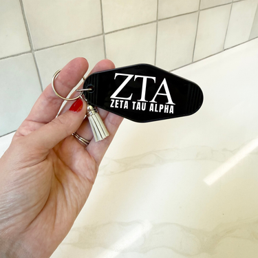 Zeta Tau Alpha Letters Keychain with Tassel