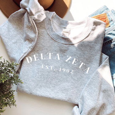Delta Zeta 1902 White Letters Sweater
