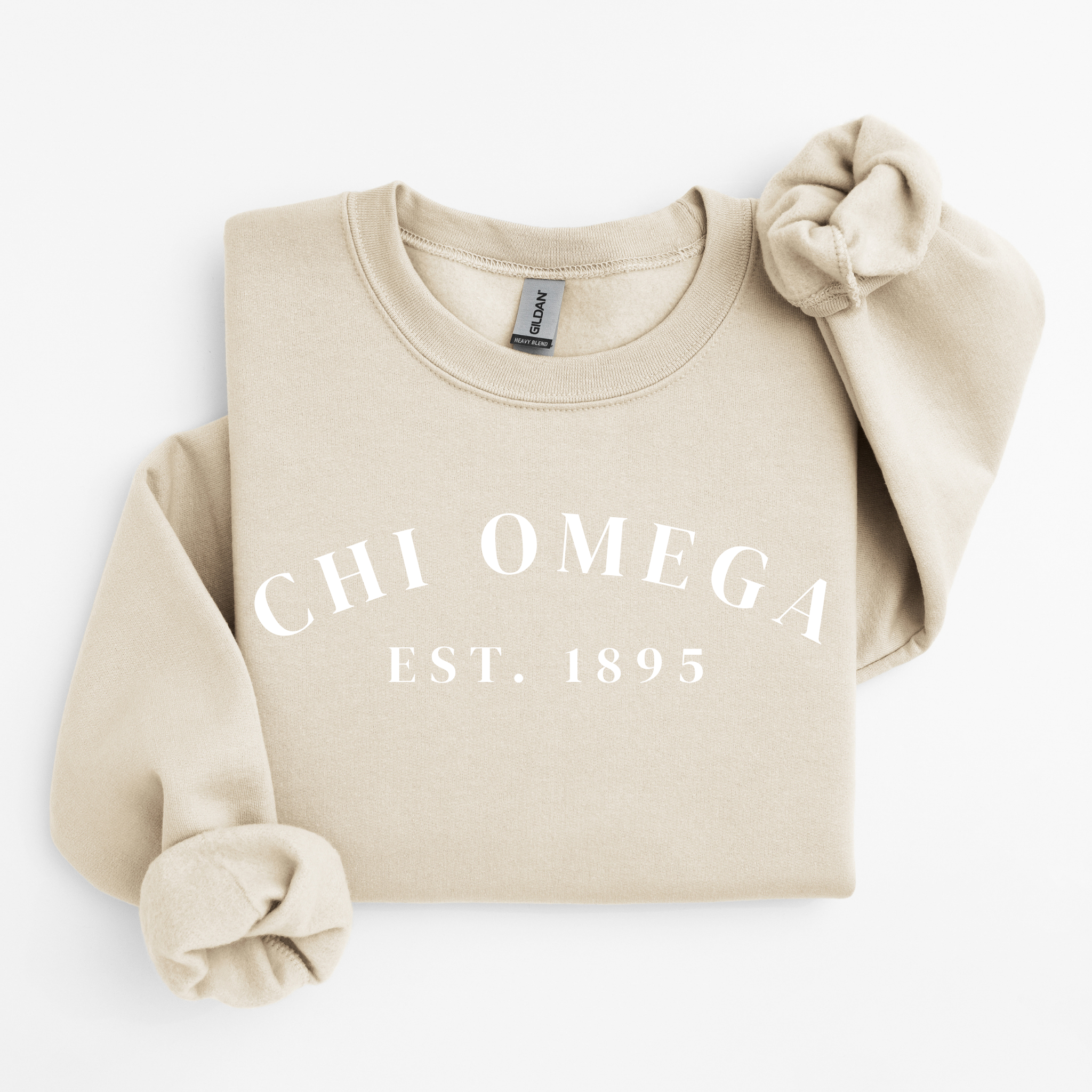 Chi Omega Est 1895 White Letters Sweater