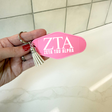 Zeta Tau Alpha Letters Keychain with Tassel