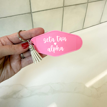 Zeta Tau Alpha Heart Keychain with Tassel