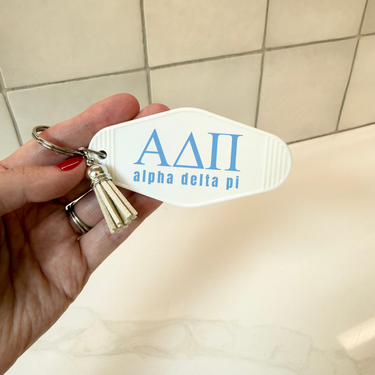 Alpha Delta Pi Letters Keychain with Tassel