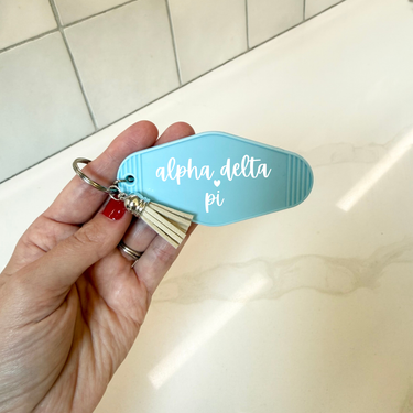 Alpha Delta Pi Heart Keychain with Tassel