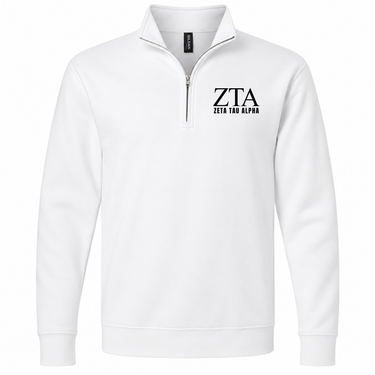 Zeta Tau Alpha Black Letters Quarter Zip Sweatshirt