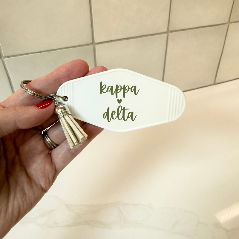 Kappa Delta Heart Keychain with Tassel