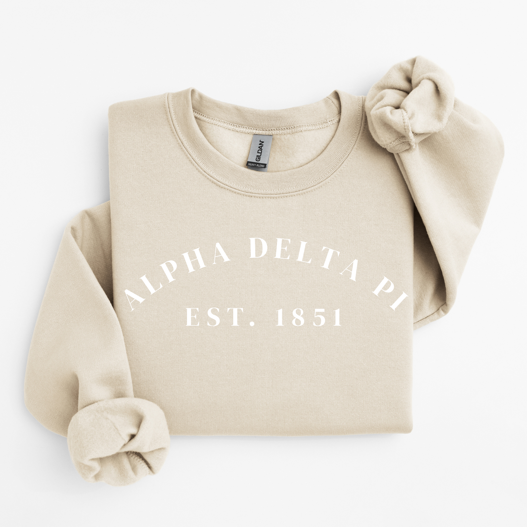 Alpha Delta Pi Est 1851 White Letters Sweater