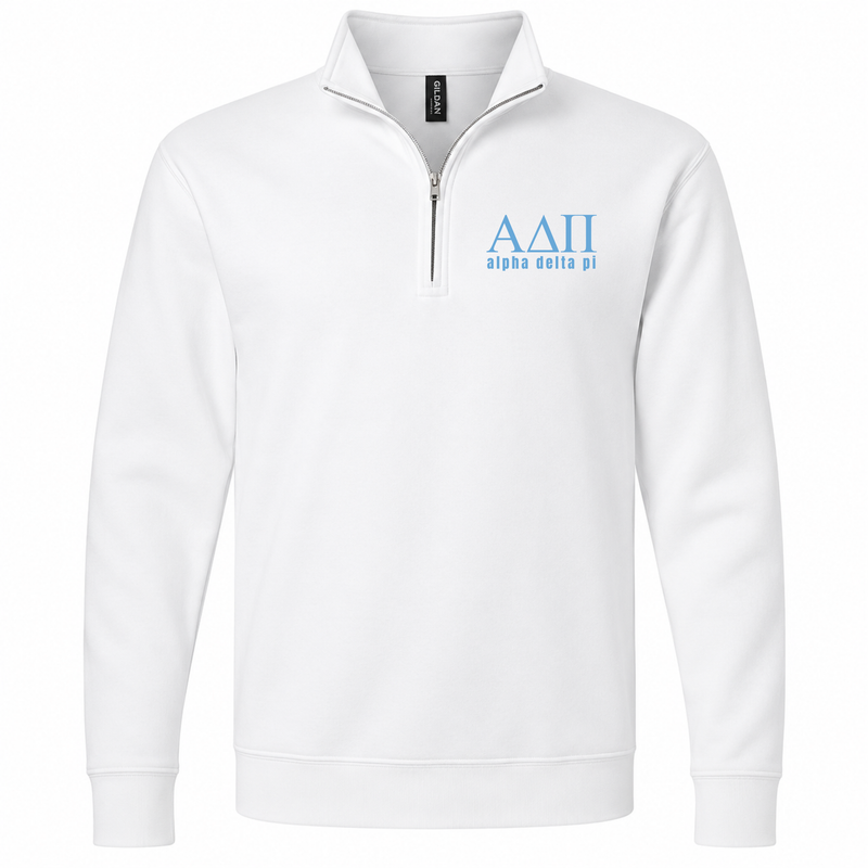 Alpha Delta Pi Blue Letters Quarter Zip Sweatshirt