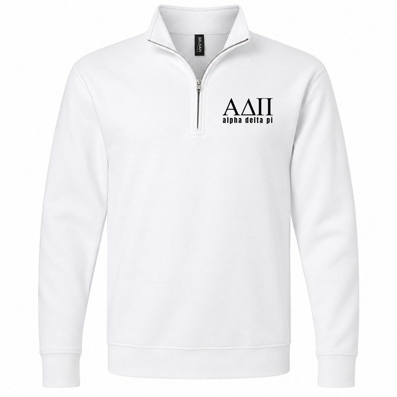 Alpha Delta Pi Black Letters Quarter Zip Sweatshirt