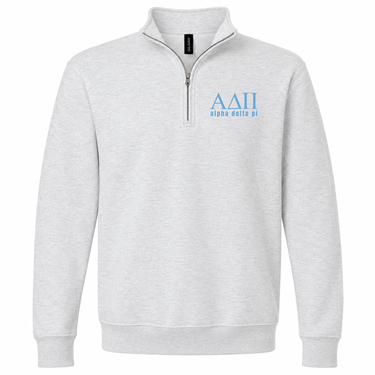Alpha Delta Pi Blue Letters Quarter Zip Sweatshirt