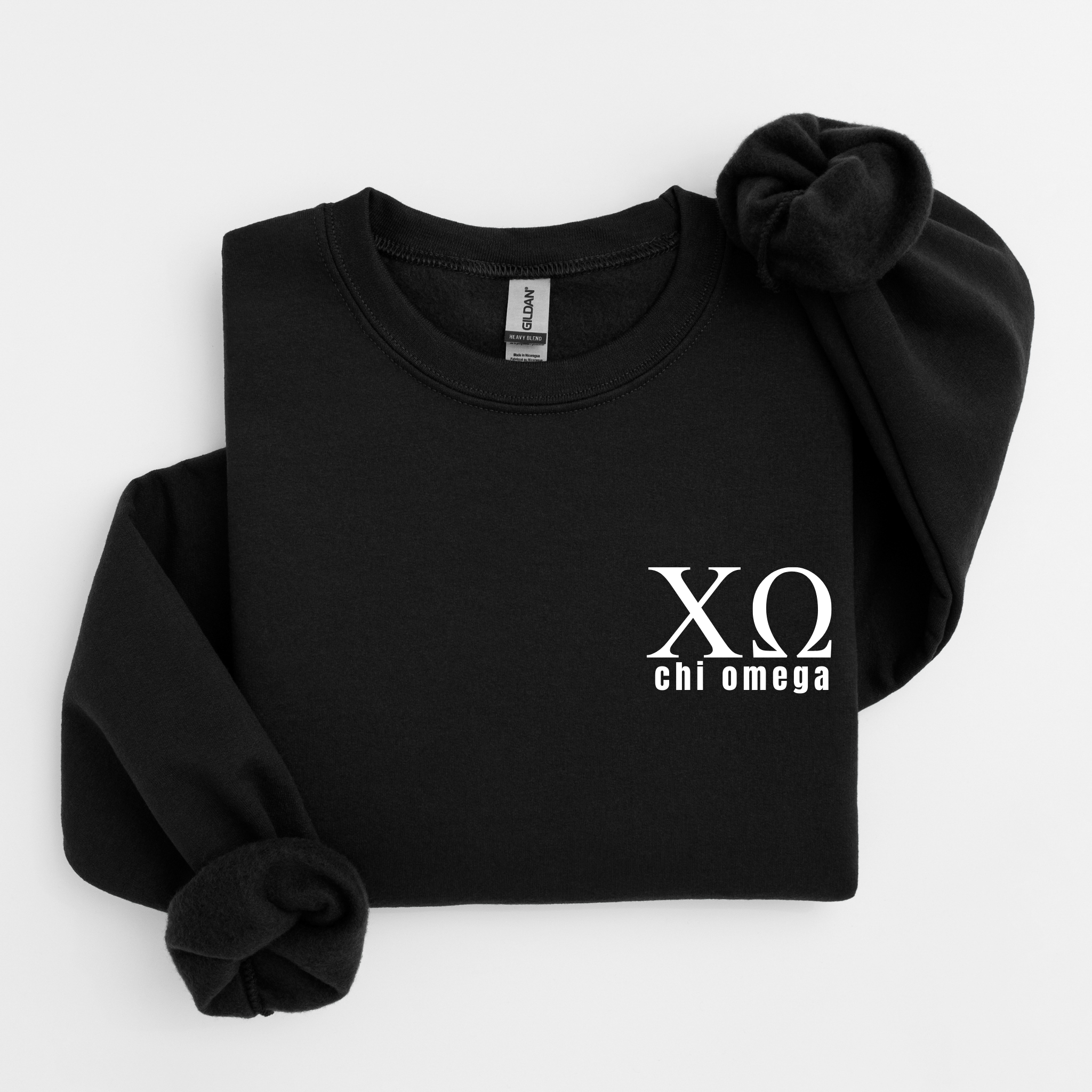 Chi Omega White Letters Sweater