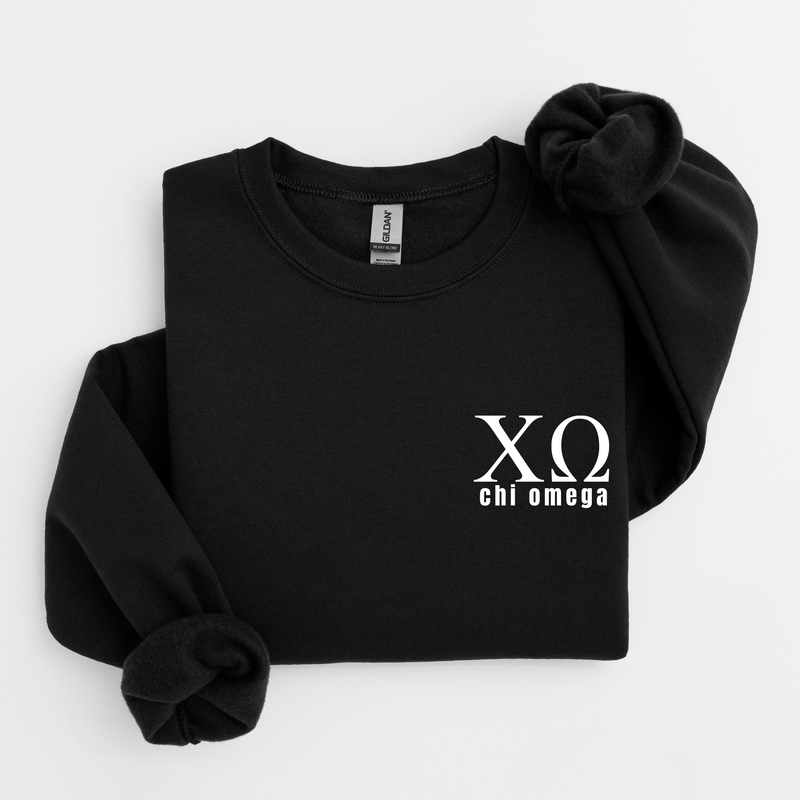 Chi Omega White Letters Sweater