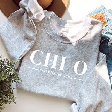 Chi O White Letters Sweater