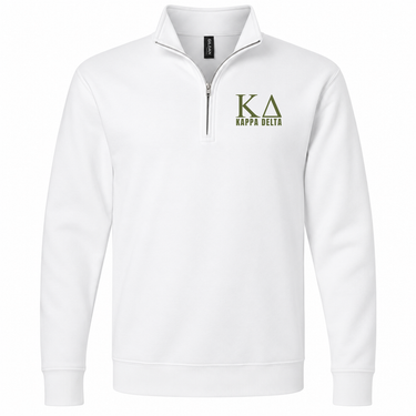 Kappa Delta Green Letters Quarter Zip Sweatshirt