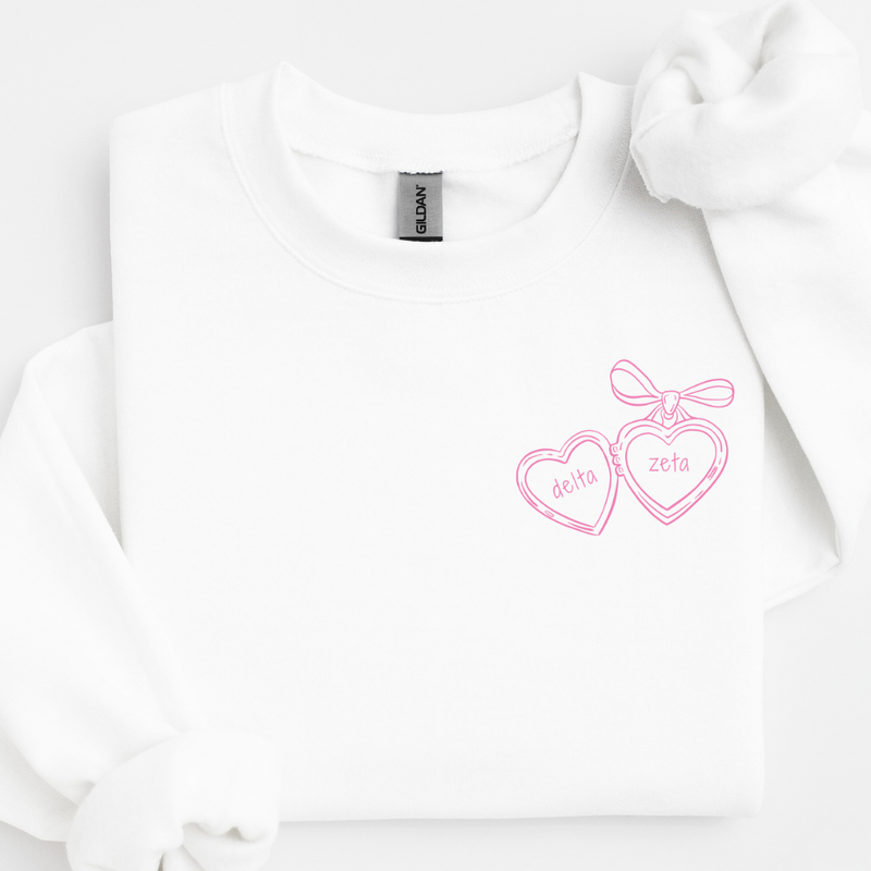 Delta Zeta Pink Heart Locket Sweater